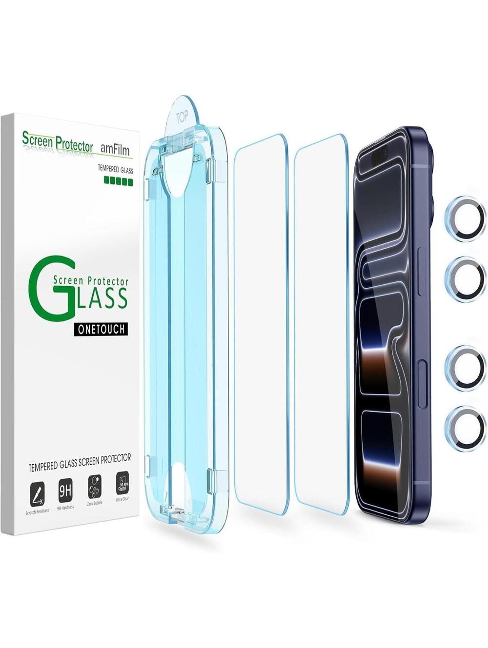 (2+4pack) amFilm for iPhone 17 Pro Max-OneTouch Glass Screen Lens Protector 6.9"